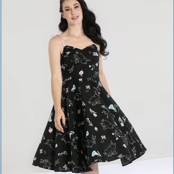 New Hell Bunny NWT cotton Black Floral Bunnies - Picture 3 of 9